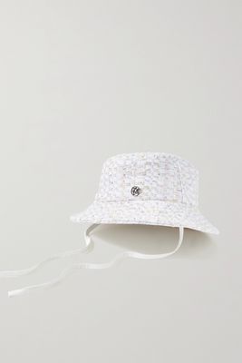 Maison Michel - Angele Metallic Tweed Bucket Hat - White