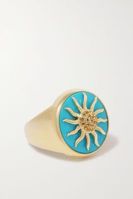 Yvonne Léon - Soleil 9-karat Gold, Turquoise And Citrine Signet Ring - 3