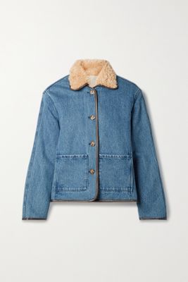 Still Here - Townes Reversible Faux Leather-trimmed Denim And Faux Shearling Jacket - Blue