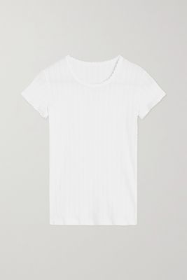 LESET - Pointelle-knit Cotton-jersey T-shirt - White