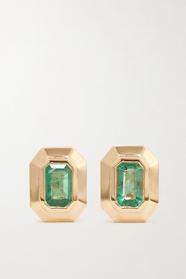 Azlee - Staircase 18-karat Gold Emerald Earrings - one size