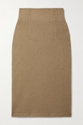 Fendi - Cashmere-blend Midi Skirt - Brown