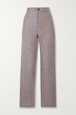 MCQ - Grow Up Crinkled Checked Linen And Cotton-blend Pants - Pink
