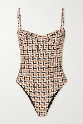 Haight - Vintage Houndstooth Swimsuit - Brown