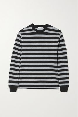 Bella Freud - Striped Organic Cotton And Lurex-blend Jersey T-shirt - Black