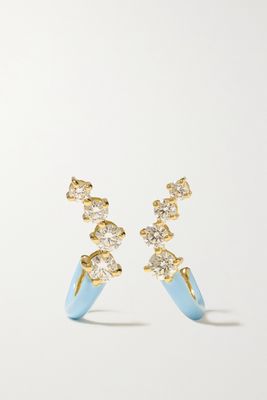 Melissa Kaye - Aria Dagger 18-karat Gold, Enamel And Diamond Hoop Earrings - one size