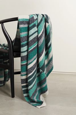 The Elder Statesman - Striped Cashmere Blanket - Green