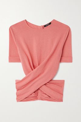 Balmain - Cropped Twisted Jersey T-shirt - Orange