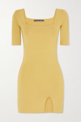 Zeynep Arcay - Ribbed-knit Mini Dress - Yellow