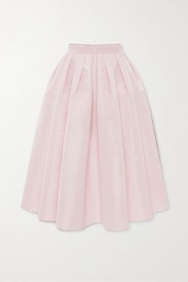 Alexander McQueen - Pleated Faille Midi Skirt - Pink