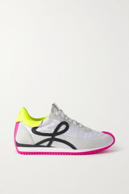 Loewe - Flow Logo-appliquéd Shell, Leather And Suede Sneakers - White