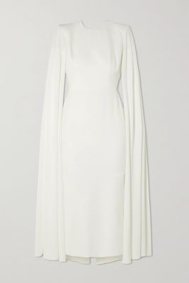 Alex Perry - Kennedy Cape-effect Satin-crepe Midi Dress - White