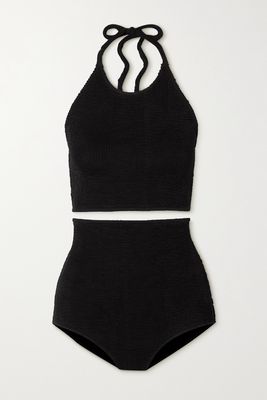 Bottega Veneta - Seersucker Halterneck Bikini - Black