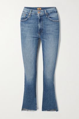 Mother - The Insider Cropped Frayed High-rise Flared Jeans - Blue