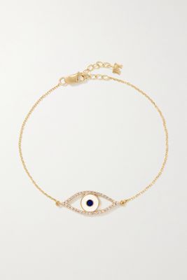 Mateo - Eye Of Protection 14-karat Gold, Enamel And Diamond Bracelet - one size