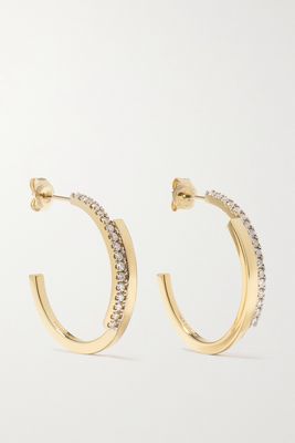 Mateo - Bypass 14-karat Gold Diamond Hoop Earrings - one size