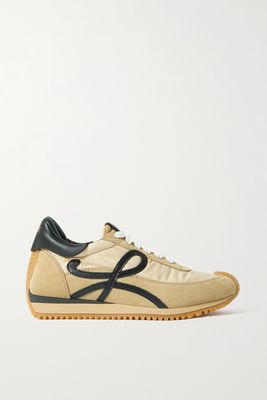 Loewe - Flow Logo-appliquéd Shell, Leather And Suede Sneakers - Neutrals