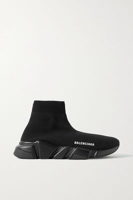Balenciaga - Speed Lt Logo-print Stretch-knit High-top Sneakers - Black