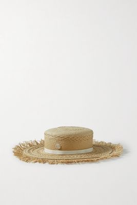 Maison Michel - Claudine Embellished Fringed Straw Hat - Neutrals