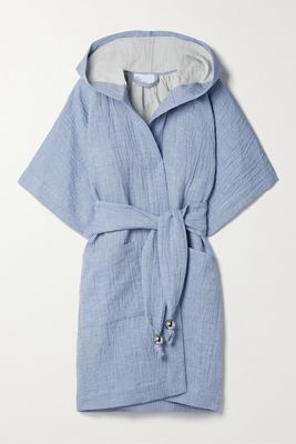 Lisa Marie Fernandez - Hooded Belted Cotton And Linen-blend Robe - Blue