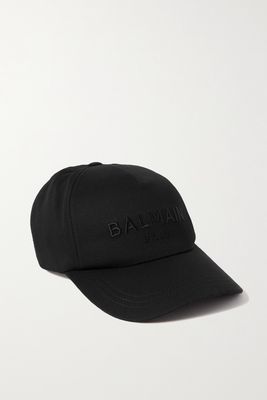 Balmain - Embroidered Cotton-twill Baseball Cap - Black