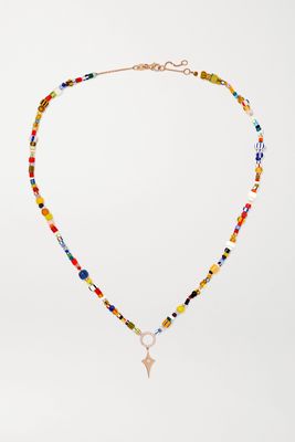 Diane Kordas - 14-karat Rose Gold, Diamond And Beaded Necklace - one size