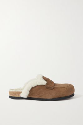 JW Anderson - Shearling-lined Suede Slippers - Brown