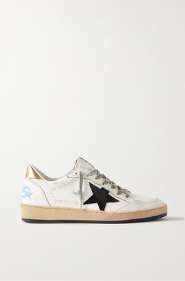 Golden Goose - Ball Star Distressed Suede-trimmed Leather Sneakers - White