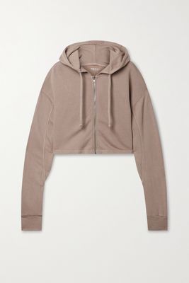 Year of Ours - Cropped Cotton-jersey Hoodie - Brown