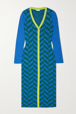 Rhode - Regina Jacquard-knit Midi Dress - Blue