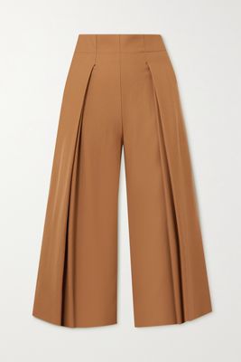 YOOX NET-A-PORTER For The Prince's Foundation - Pleated Merino Wool Culottes - Brown