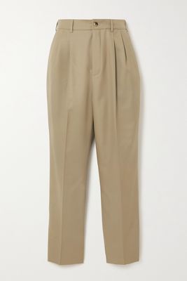 SAINT LAURENT - Pleated Wool-twill Straight-leg Pants - Neutrals