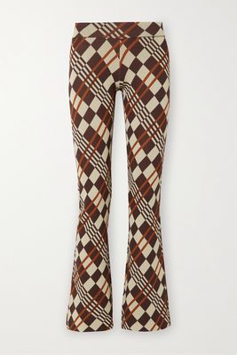 Dodo Bar Or - Lola Checked Jacquard-knit Flared Pants - Brown