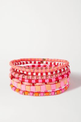 Roxanne Assoulin - Colour Therapy Set Of Eight Enamel And Gold-tone Bracelets - Pink