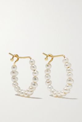Mizuki - 14-karat Gold Pearl Hoop Earrings - one size