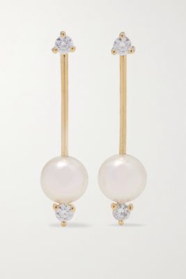 Mizuki - 14-karat Gold, Pearl And Diamond Earrings - one size