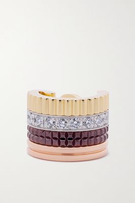 Boucheron - Quatre Classique 18-karat Yellow, White And Rose Gold, Pvd And Diamond Single Clip Earring - one size
