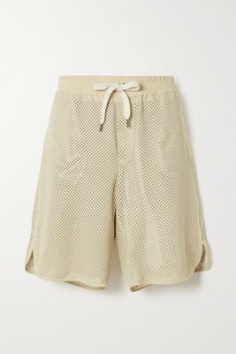 Brunello Cucinelli - Perforated Leather Shorts - Ecru