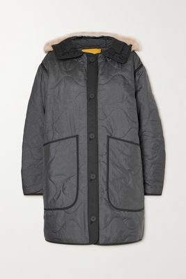 Marfa Stance - Reversible Hooded Shearling-trimmed Quilted Shell Jacket - Black