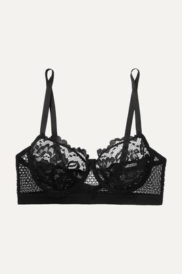 ELSE - Petunia Stretch-mesh And Corded Lace Underwired Bra - Black