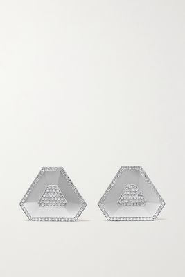 OFIRA - Shield 18-karat White Gold Diamond Earrings - one size