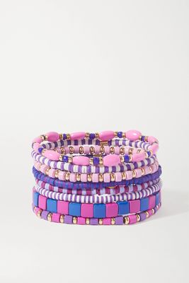 Roxanne Assoulin - Colour Therapy Set Of Eight Enamel And Gold-tone Bracelets - Purple