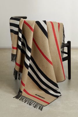 Burberry - Fringed Striped Cashmere Blanket - Neutrals