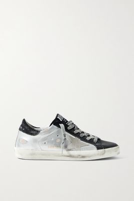 Golden Goose - Superstar Metallic Distressed Leather And Suede Sneakers - White