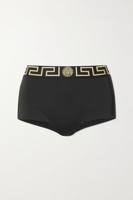 Versace - Jacquard-trimmed Bikini Briefs - Black