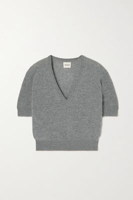 Khaite - Sierra Cropped Stretch-cashmere Sweater - Gray