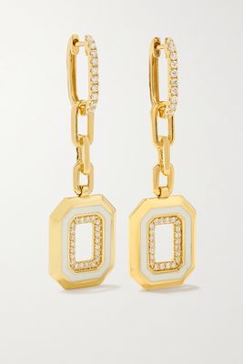 State Property - Azar 18-karat Gold, Enamel And Diamond Earrings - one size