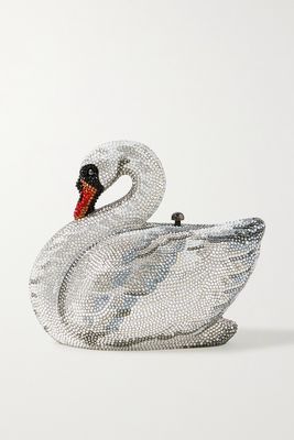 Judith Leiber Couture - Swan Odette Crystal-embellished Silver-tone Clutch - One size