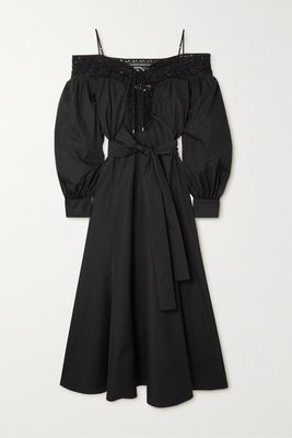 Gabriela Hearst - Cold-shoulder Lace-trimmed Cotton-poplin Dress - Black