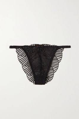 Coco de Mer - Athena Embroidered Tulle Briefs - Black